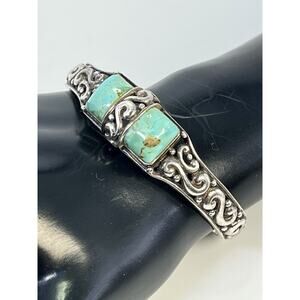 Southwestern Sterling Silver & Blue Howlite Stone 6.75” Cuff Bracelet 31.7g